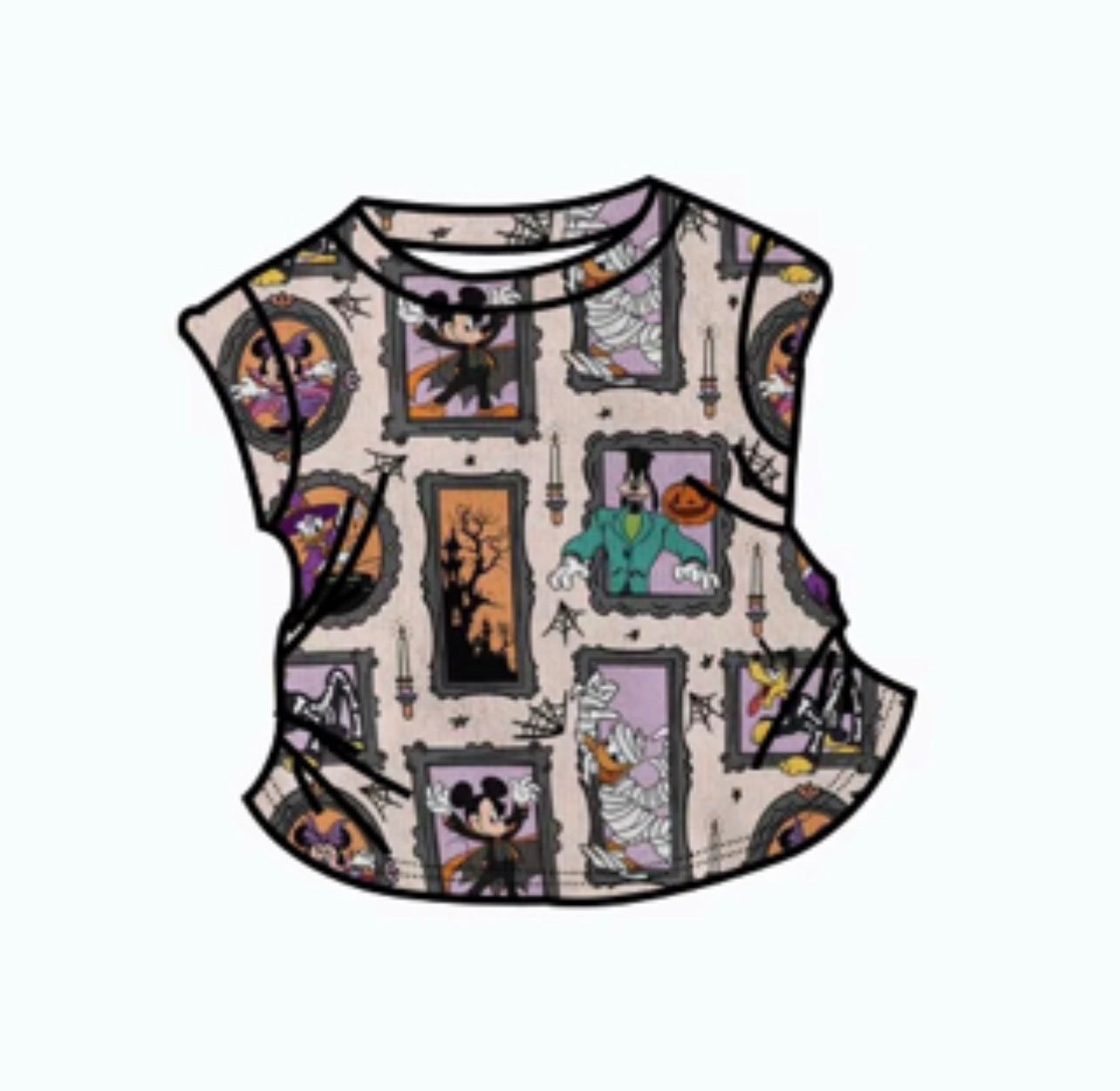 Cap sleeve Top - Spooky Friends