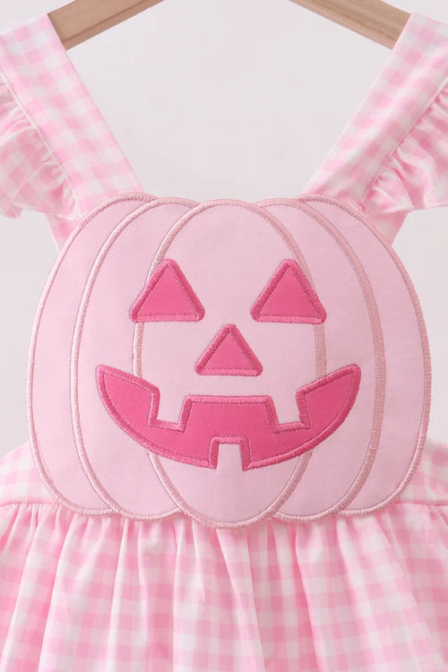 Pink Halloween Gingham Cutout Dress