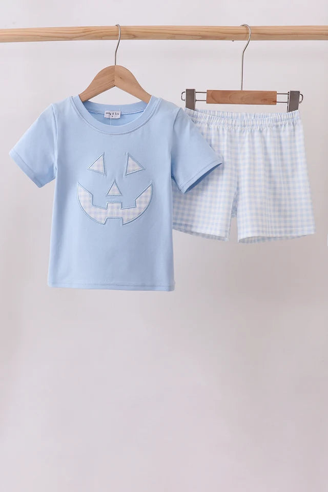 Blue Halloween Gingham Set