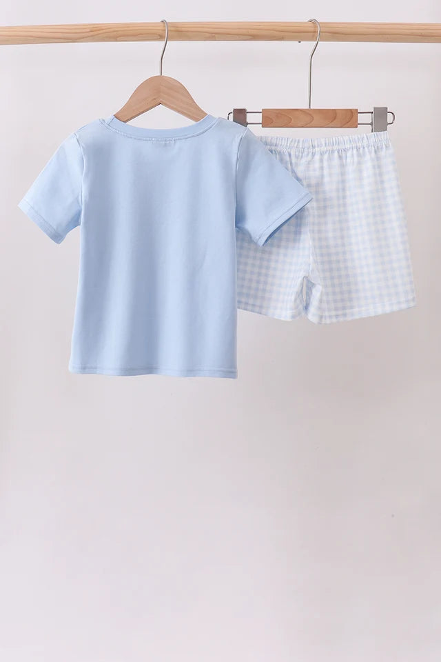 Blue Halloween Gingham Set