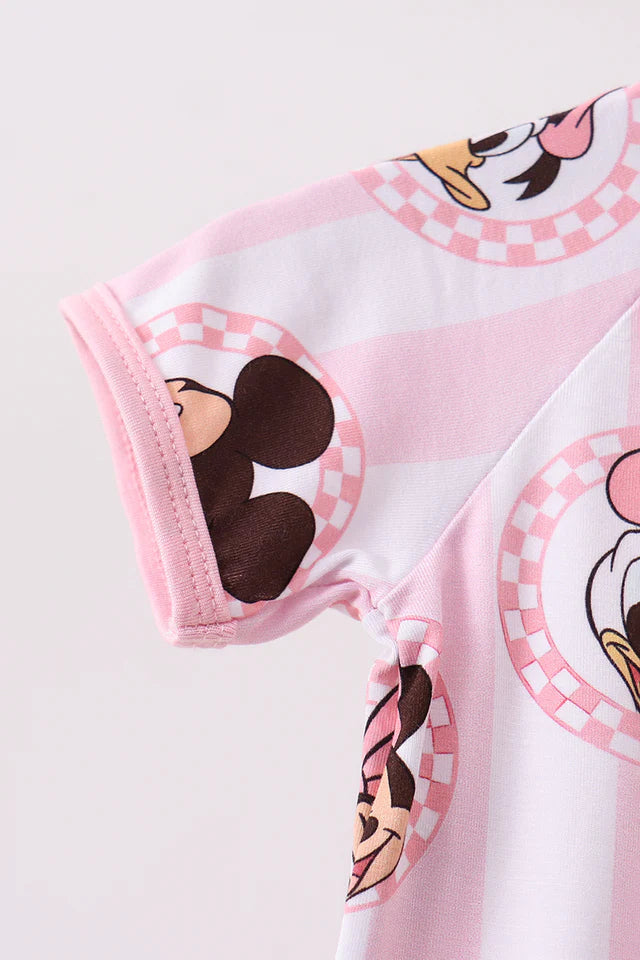 Pink Checkered Mouse Bamboo Romper
