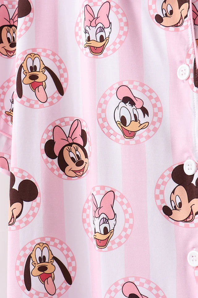 Pink Chekered Mouse Bamboo Pajama Set