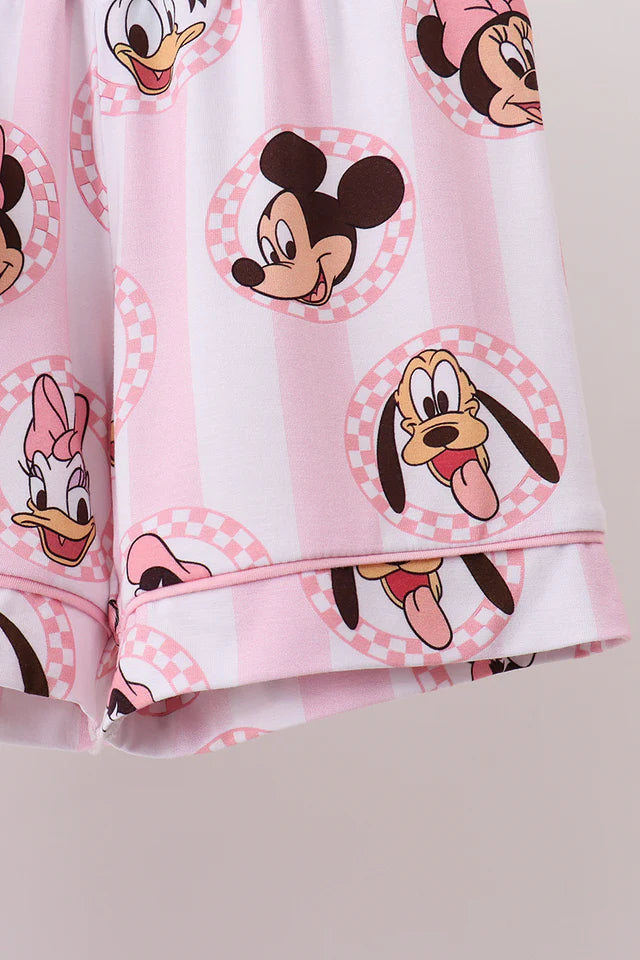 Pink Checkered Mouse Bamboo Pajama Set - Kids