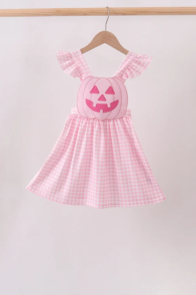 Pink Halloween Gingham Cutout Dress
