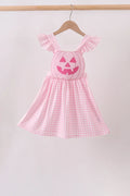 Pink Halloween Gingham Cutout Dress