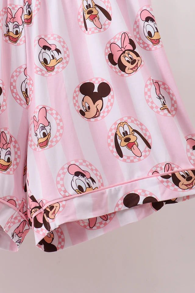 Pink Chekered Mouse Bamboo Pajama Set