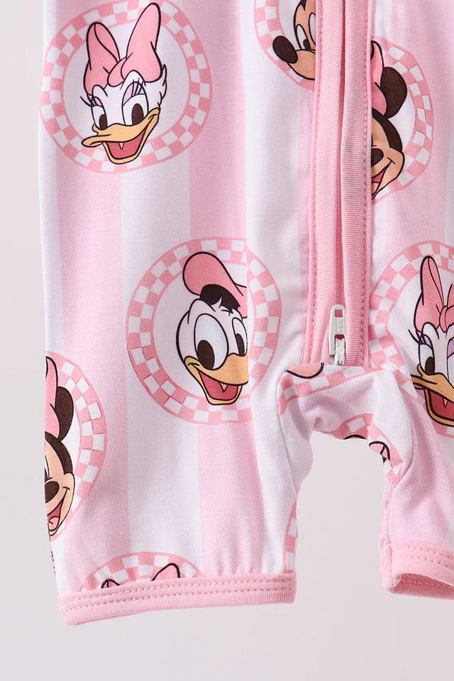 Pink Checkered Mouse Bamboo Romper