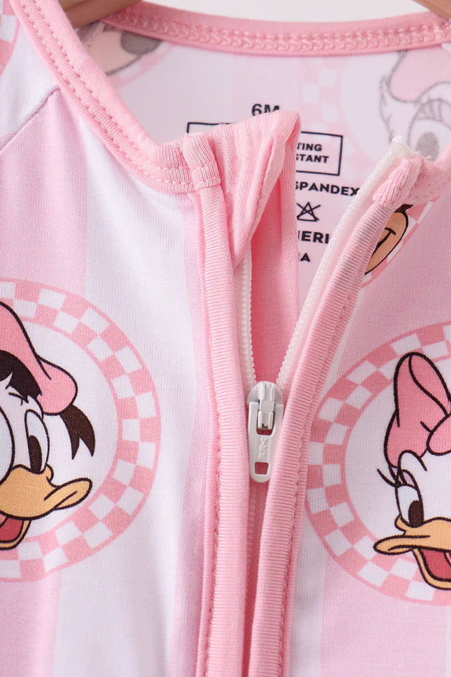 Pink Checkered Mouse Bamboo Romper