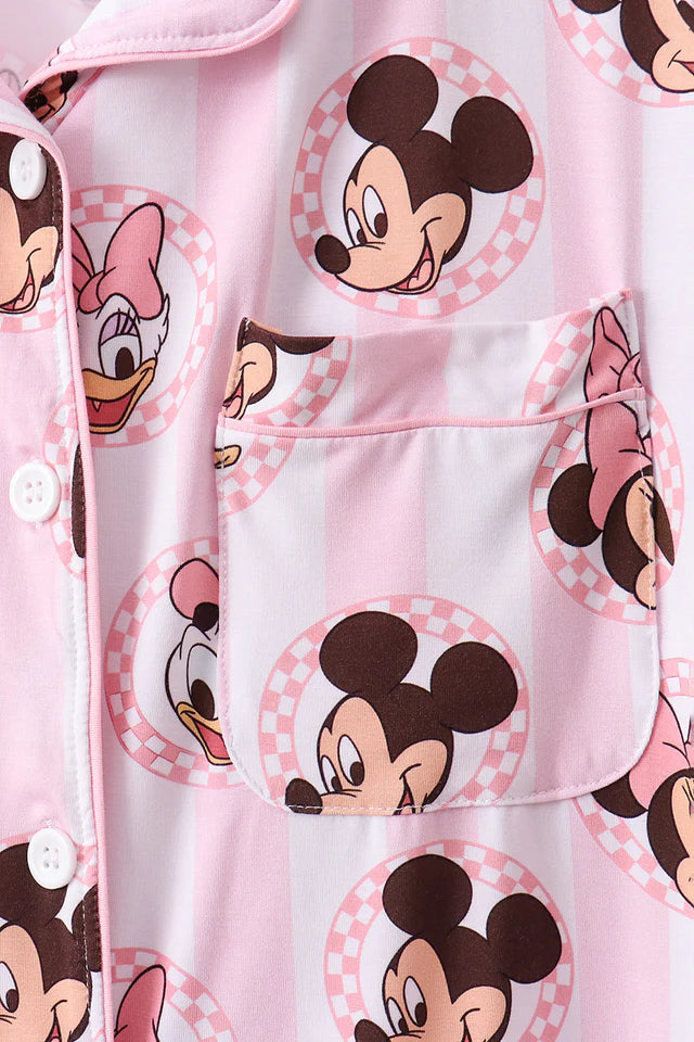 Pink Chekered Mouse Bamboo Pajama Set
